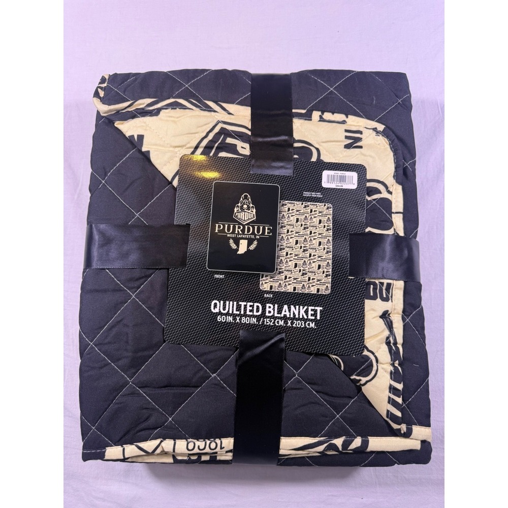 Purdue Quilted Blanket Black NEW NCAA Boilermakers Bedding 80in x 60in